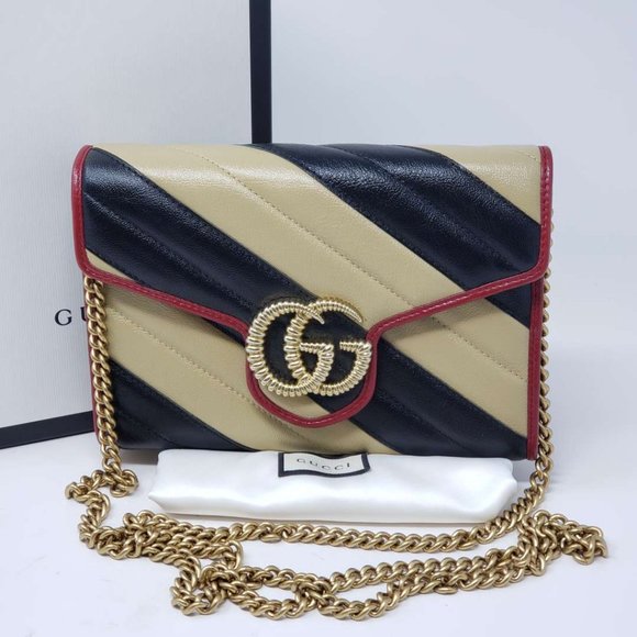 Gucci Marmont Bicolor Wallet onChain Crossbody Bag - Picture 2 of 14
